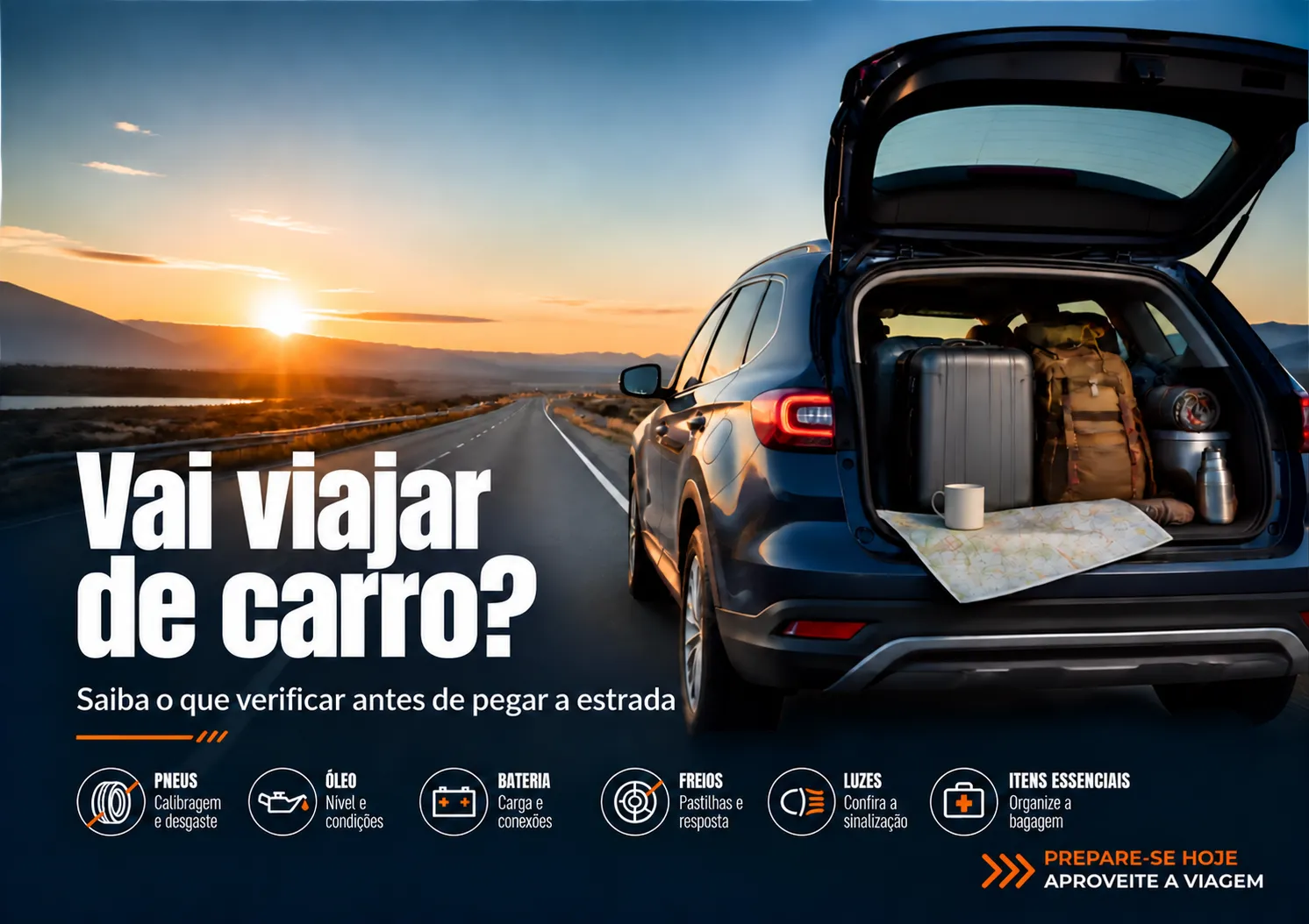 Vai viajar de carro? Saiba o que verificar antes de pegar a estrada